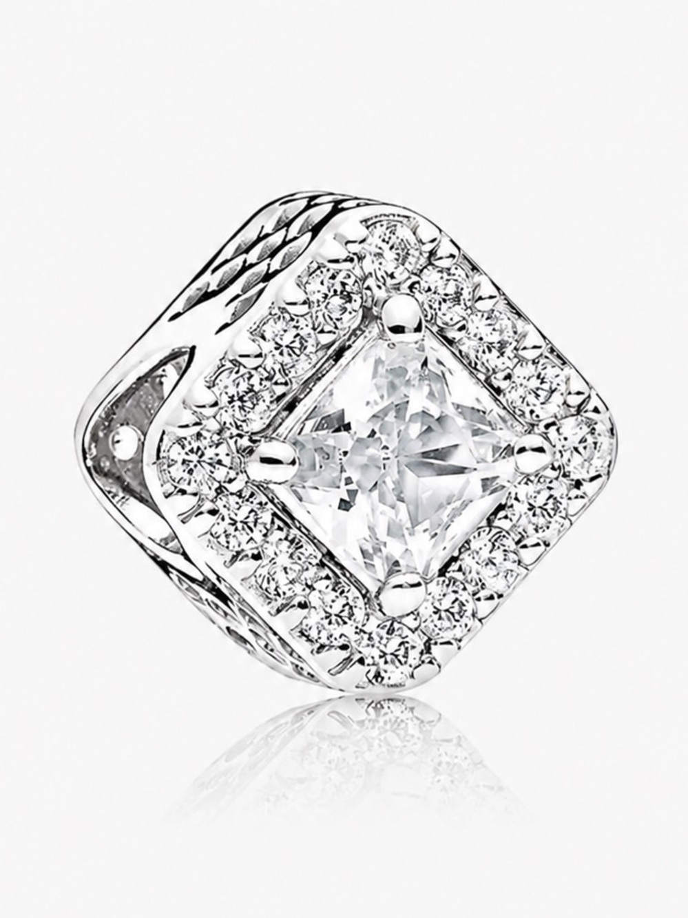 Square Clear CZ & Sparkle Halo Charm